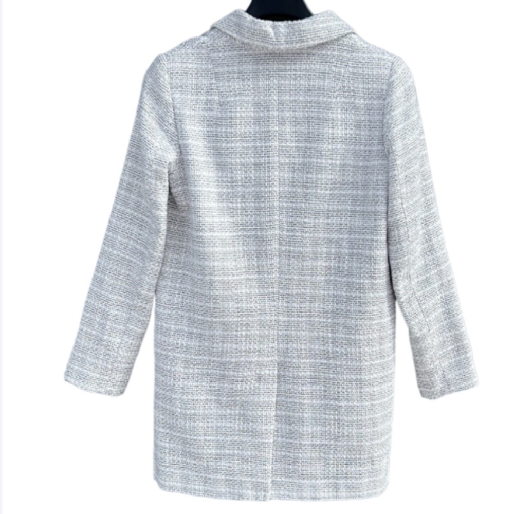 ASOS Long Tweed Blazer Jacket Pockets Size 6 White and Black Corpcore Work - Picture 5 of 16